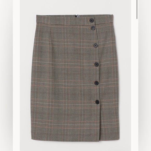H&M Knee-length skirt in patterned weave with decorative buttons. size 4 - Picture 1 of 10